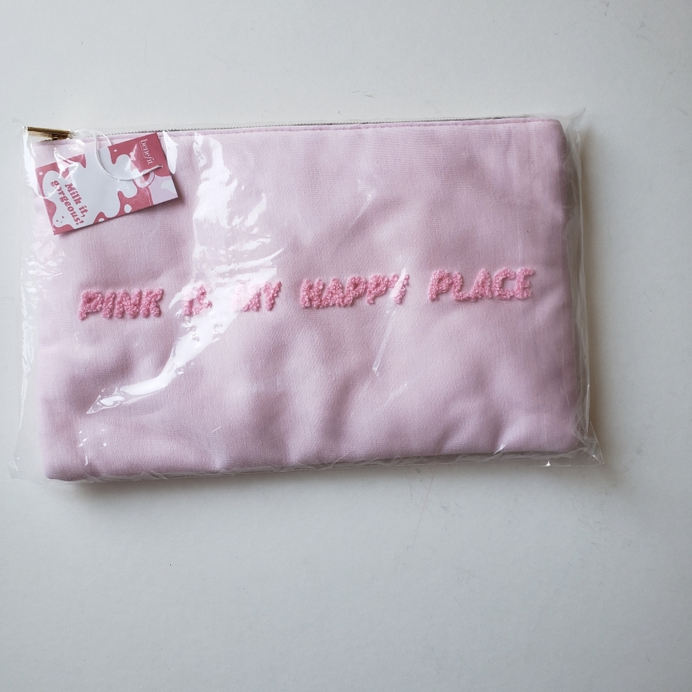 NWT Pink Benefit Flat Cosmetic Bag